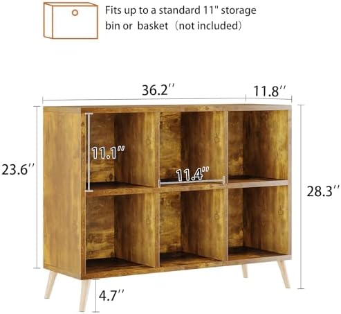 6 Cube Storage Organizer, Wood Bookcase - Image 3