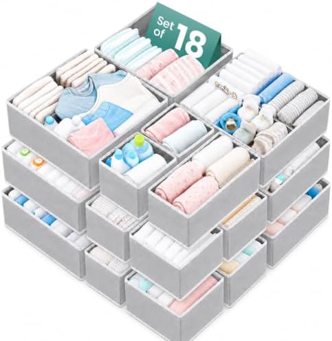 RFAQK 18 Pack Drawer Organizer Clothes-3 Sizes Dresser Organizer by RFAQK