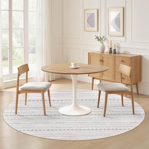 Nakagishi Round Rug Boho Area Rugs: 4x4 Washable Large Circle Neutral Soft - Image 4
