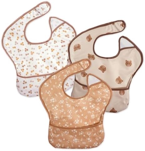 3-Pack Mess Proof Baby Bibs for Eating, Lightweight by CoolaPeach