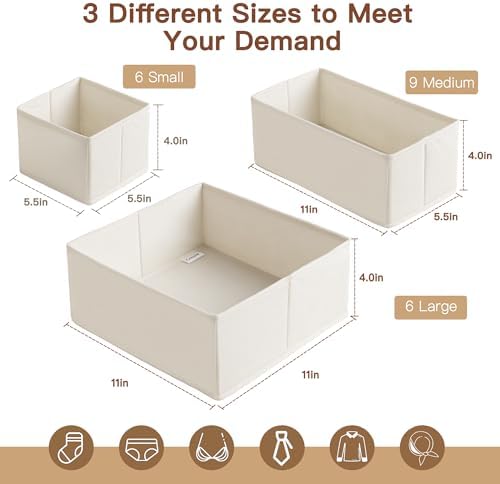 Criusia Drawer Organizer Clothes, 21 Pack Dresser Organizer - Image 3