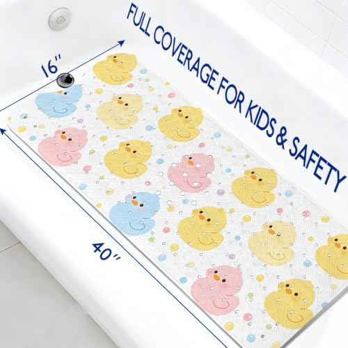 Kids Bathtub Mat Non Slip, 40 x 16 Inch Tub Mat - Image 2