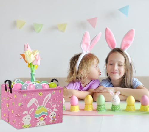 Rectangular Easter Baskets Gift Basket Empty Pink Bunny Kids Storage Bin Baby - Image 5