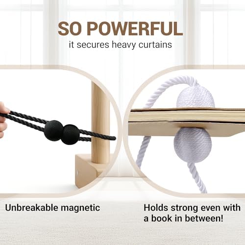Hion Magnetic Curtain Tiebacks Black 6pcs, Curtain Holdbacks Hooks Holders - Image 5