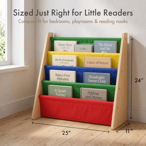 Humble Crew Kids Bookshelf, Montessori Front Facing Toddler Bookcase 4 Tier - Image 2