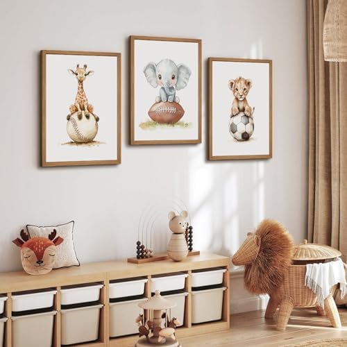 Sports Nursery Wall Art Baby Boys Room Canvas Pictures Safari Animal Wall Decor - Image 6