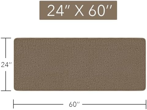 Yeaban Chenille Taupe Bathroom Runner Rug 24"x60" - Image 2