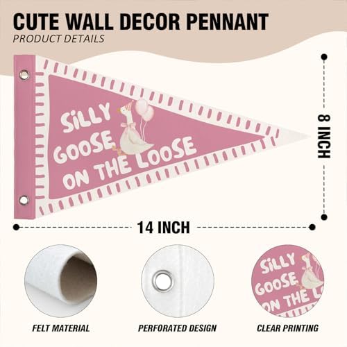 Pink Nursery Playroom Wall Decor Silly Goose Pennant Banner Flags - Image 6