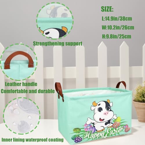 Cow Easter Basket for Kid Large Empty Baby Rectangular Cute Easter Gift Storage - Image 4