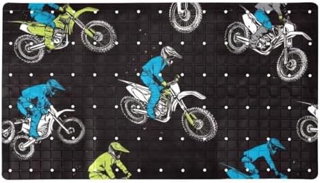 Shower Mat Non Slip 26.8 x 15.1 Inches, Motocross Pattern Bathtub Mat Shower by Anna+Cowper