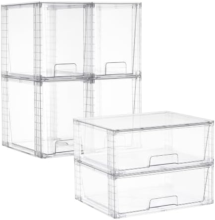 Vtopmart Clear Stackable Storage Drawers, 6 Pack Wide Tall Set by Vtopmart