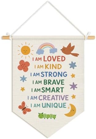 Playroom Decor, Inspirational Positive Affirmation Pennants Banners by Unknown