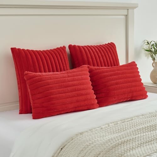 FUTEI Pack of 2 Faux Fur Throw Pillow Covers 16x16 Inch - Image 5