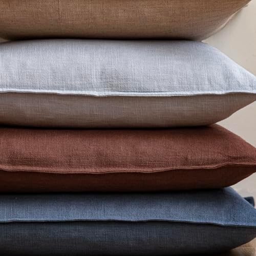 Foindtower Linen Solid Decorative Throw Pillow Covers 20x20 Inch Dark Blue - Image 5
