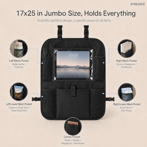 Car Backseat Organizer with 12 Storage Pockets, Waterproof Kick Mats Seat - Image 6