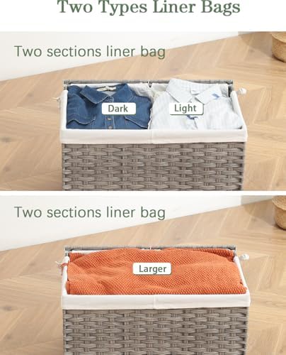 SETVSON Storage Basket with Lid Wicker Baskets - Image 5