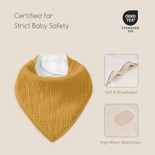 8 Pack Muslin Baby Bandana Bibs - Image 5
