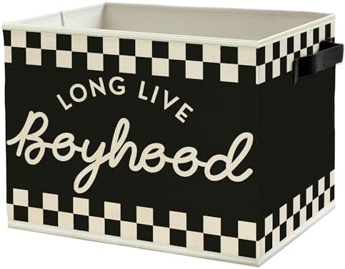 Black and White Checkered Long Live Boyhood Boys Storage Bins Box by Unknown