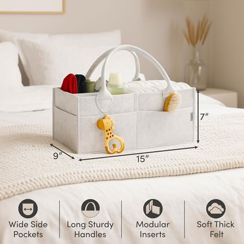 PUTSKA Baby Diaper Caddy Organizer, Felt Nursery Basket - Image 4