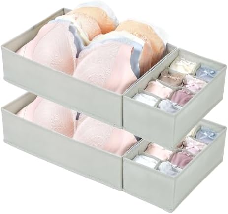 Vtopmart M-XL/34D-40D Large Bra Drawer Organizer, 4 Pack Foldable Fabric by Vtopmart