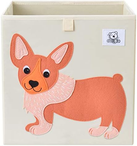 13 Inch Animal Cube Storage Bins, Foldable Fabric Kids Toy Box & Toy Chest by CLCROBD