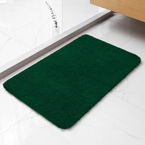 Polyester Bathroom Rug 20"x32" Verdant Green, Non-Slip Bath Mat by Kildoss