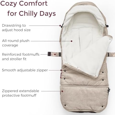 Momcozy Universal Stroller Footmuff, Plush Weatherproof Bunting Bag - Image 4