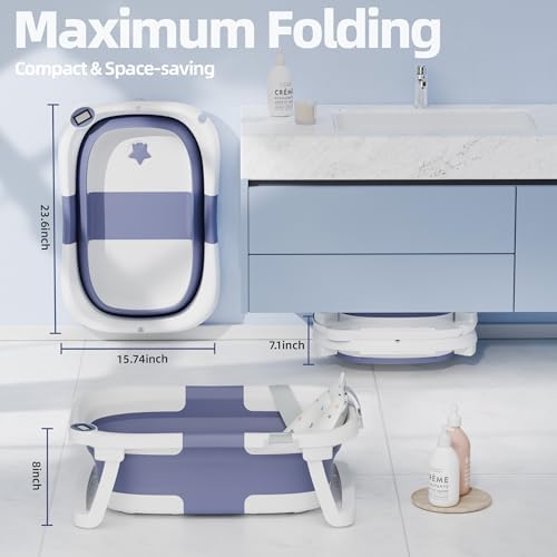 Collapsible Baby Bathtub with Thermometer, 0-36 Months - Image 3