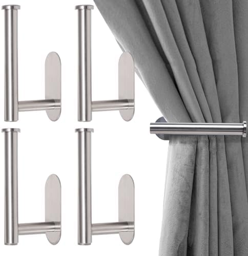 MaxMona Adhesive Curtain Holdbacks, No Drill Tie Backs, 4 Pack by ForaBetterLiving