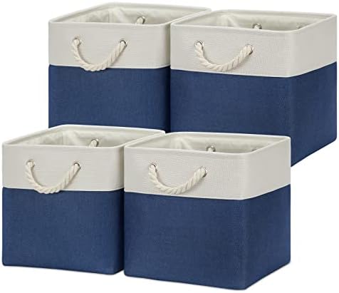Temary Fabric Storage Cubes for Organizing 4Pack Blue Fabric Storage Basket 12 by TEMARY