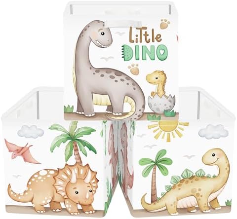 Clastyle 11.8" Dinosaur Storage Basket Set of 3 by Clastyle