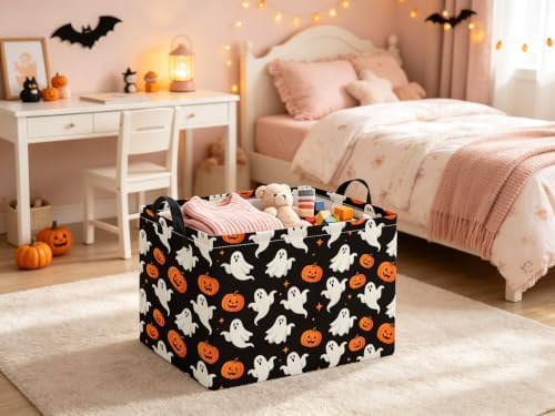 Halloween Basket Cute Baskets for Kids Pumpkin Basket Rectangular Storage Bin - Image 3