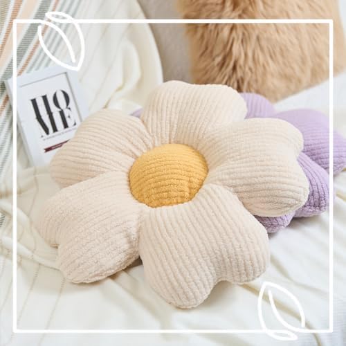 Sioloc Flower Shaped Throw Pillow, Fun Daisy Pillow, 15.7" White Cute - Image 6