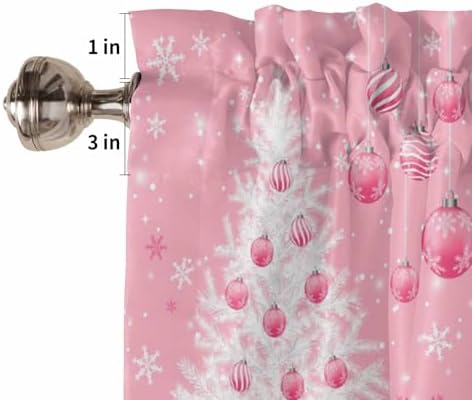 Pink Christmas Kitchen Curtains and Valances Set - Image 7