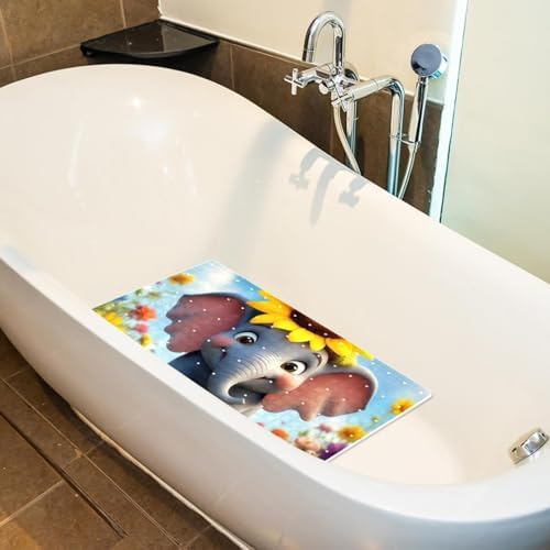Bathtub Mat Non Slip 26.8x15.1In, Elephant Bath Mat - Image 5