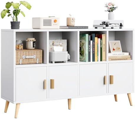 8-Cube Storage Organizer with Doors & 5 Solid Wood Legs, Mid-Century Modern by Flrrtenv