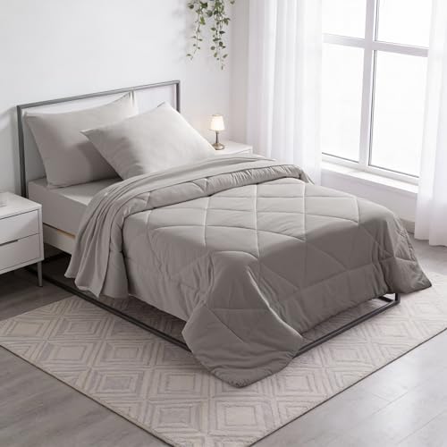 FLXXIE 5-Piece Microfiber Toddler Bedding Set, Somke Grey - Image 3