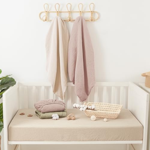 Bearmoss Muslin Crib Sheets 100% Cotton Baby Crib Sheets Fitted - Image 6