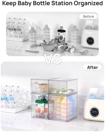 Vtopmart Clear Stackable Storage Drawers Set of 8, Plastic Organizer Bins - Image 5