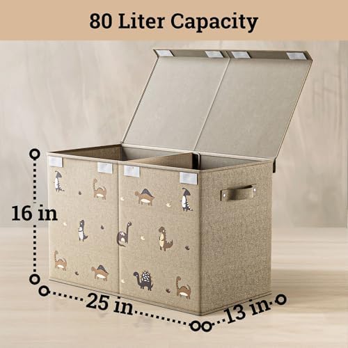 Collapsible Toy Storage Box w/ Handles, Removable Divider & Detachable Lid - Image 6
