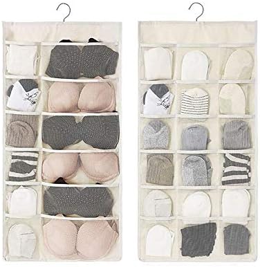 Closet Hanging Organizer with Mesh Pockets & Rotating Metal Hanger, Dual Sided by Newraturner