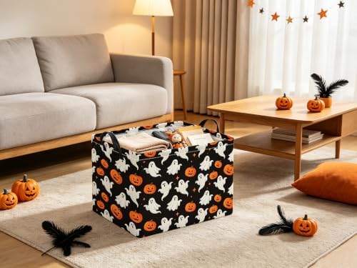 Halloween Basket Cute Baskets for Kids Pumpkin Basket Rectangular Storage Bin - Image 4