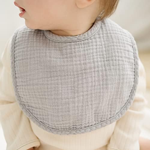 Konssy 8-Pack Muslin Baby Bibs, Adjustable Fit - Image 4