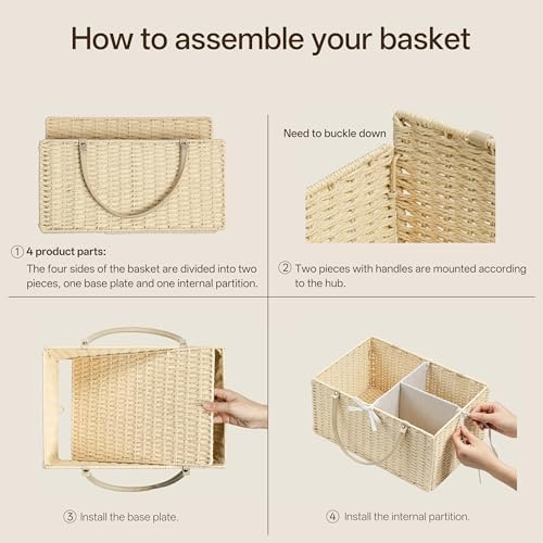 Angelhood Large Baby Diaper Caddy Organizer, Paper Rope Storage Baskets - Image 6