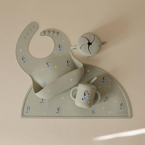 mushie x Bluey Silicone Baby Bib | Adjustable Fit - Image 4