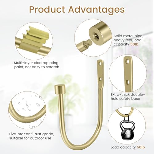HIKMLK Curtain Holdbacks 2pcs, Cast Iron Solid Heavy Duty Metal Curtain Tieback - Image 3
