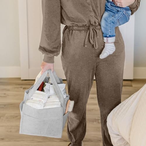 PUTSKA Baby Diaper Caddy Organizer, Felt Nursery Basket, Extra Large - Image 2