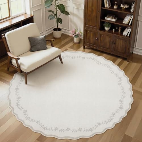 GarveeHome Round Rugs 6ft Scalloped Washable Circle Rug - Image 2