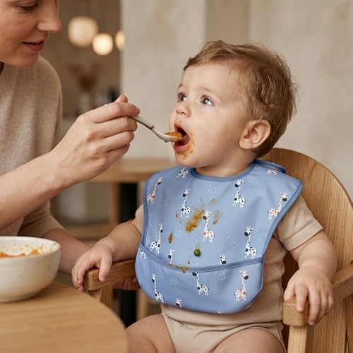 3 Pack Waterproof Baby Bibs for Eating, Mess Proof Feeding Bib - Image 2