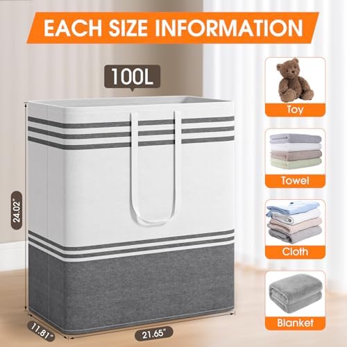2 Pack Large Home Laundry Basket, Laundry Hamper, Freestanding Waterproof Dirty - Image 2